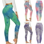 Lightweight Printed Yoga Leggings Soft High Waist Workout Leggings for Women Butt Lift Tummy Control Yoga Pants Casual Women's Leggings Green,S